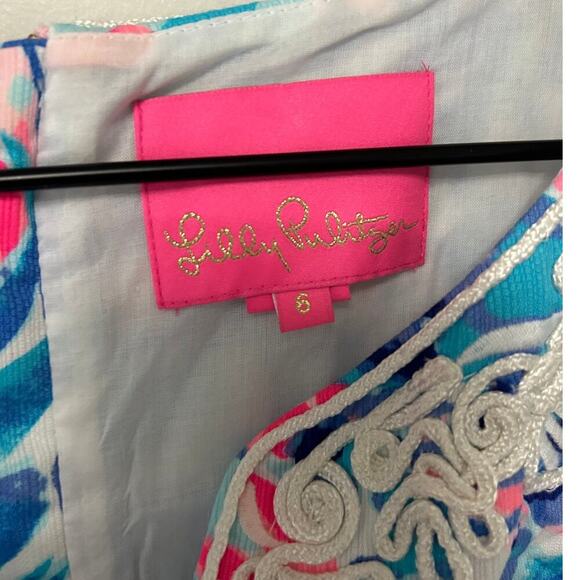 Lilly Pulitzer Gabby Shift Dress Party Wave Breakwater Print Colorful Bright - Picture 6 of 7